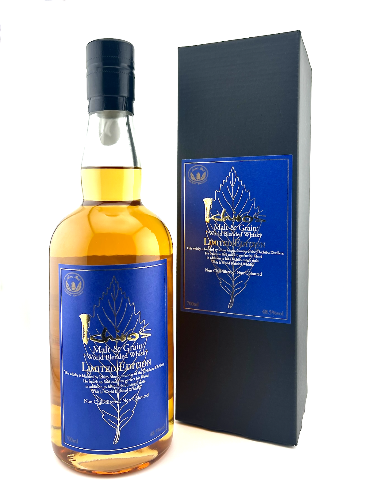 Ichiro’s Malt & Grain World Blended Whisky Limited Edition is a rare and exquisite blend crafted by Ichiro Akuto featuring the finest whiskies from Chichibu and premium selections from America, Canada, Scotland, and Ireland, each aged for a minimum of 10 years. 