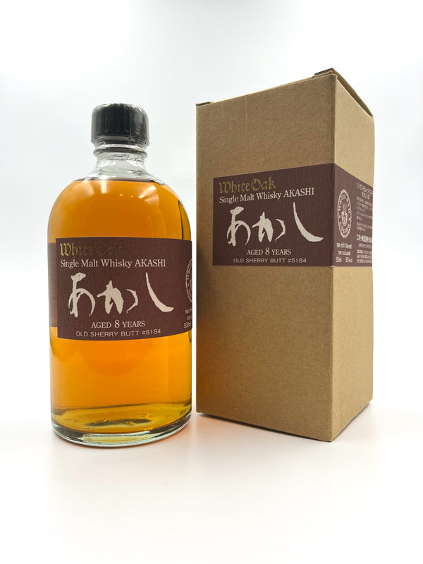 Japanese Whisky Akashi White Oak 8-Year-Old Cask #5184, a single cask bottling undergone maturation in an aged Sherry Butt